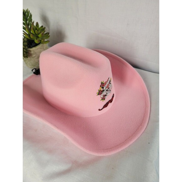 Ed Hardy Women\'s Cowboy Hat Stiff Brim, Soft Feel, Pink, Rhinestones main image 7